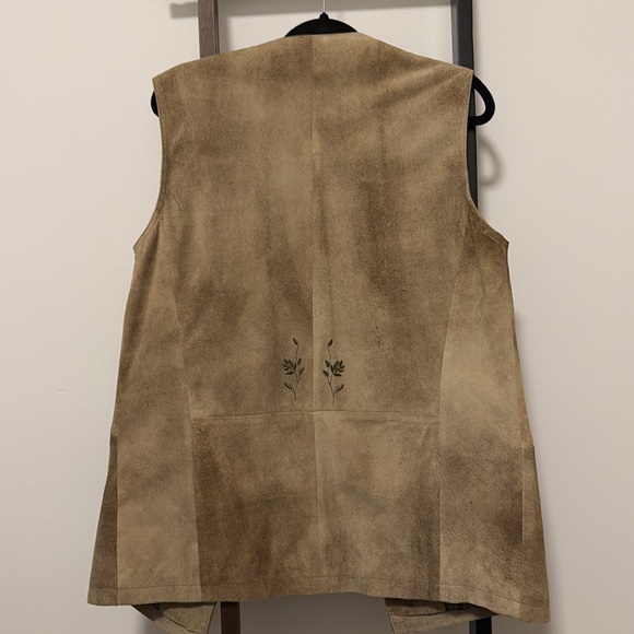 BEIGE GENUINE LEATHER VEST  SZ M - Picture 2 of 12